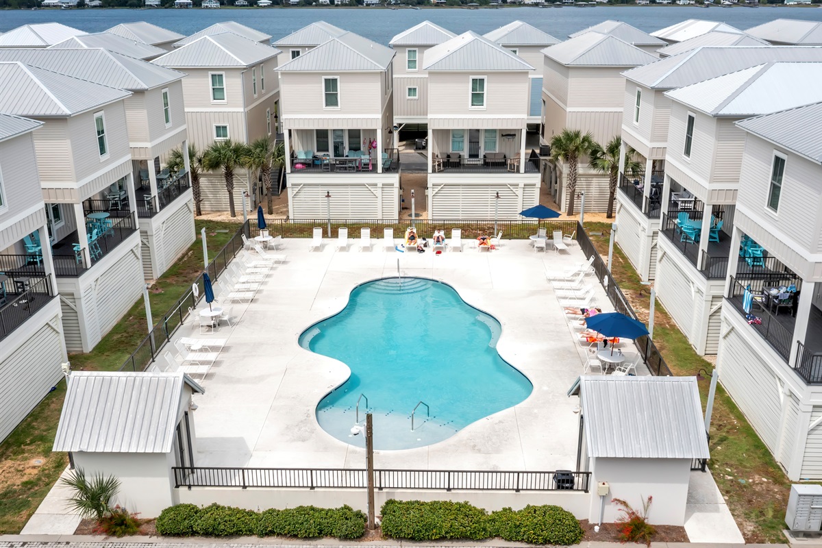 The pool is right behind the house and is HUGE! 