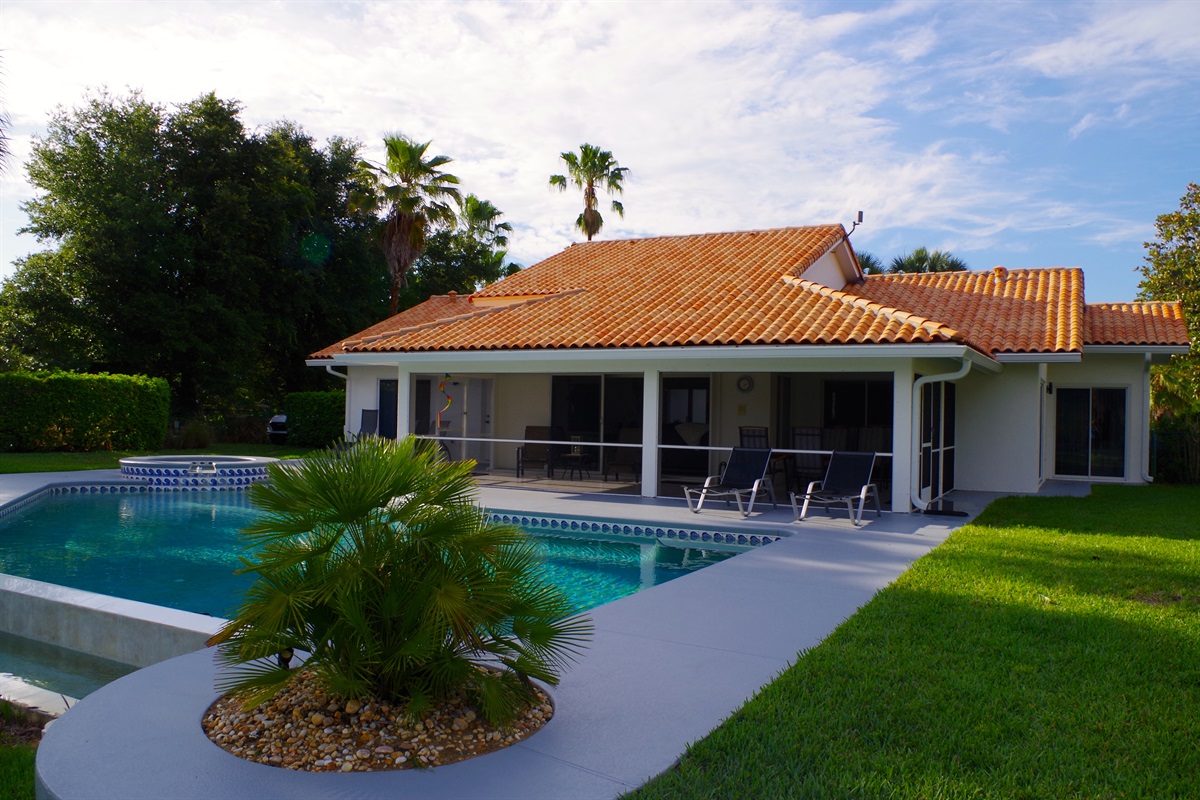 Back view of Pool and spa