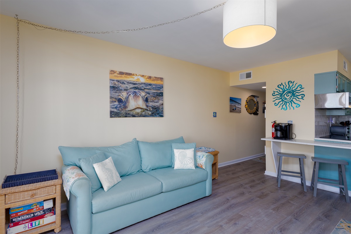 Coastal-themed living room