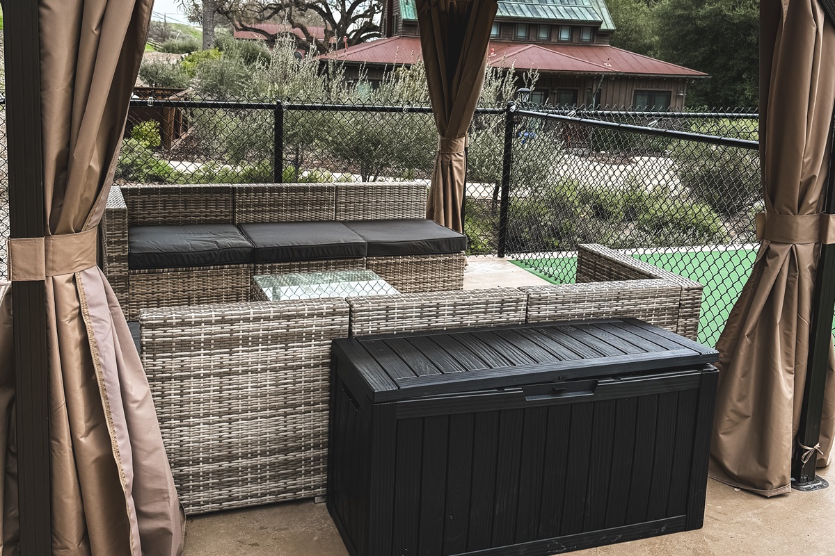 The cabana at the pickle ball court