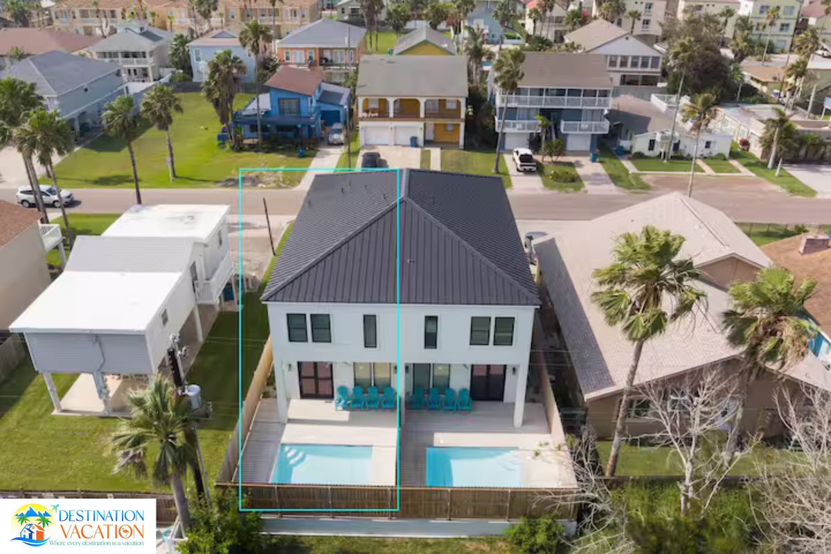 Aerial views reveal your stunning coastal retreat.