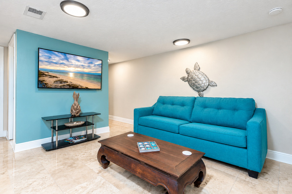 Front den with queen sleeper sofa