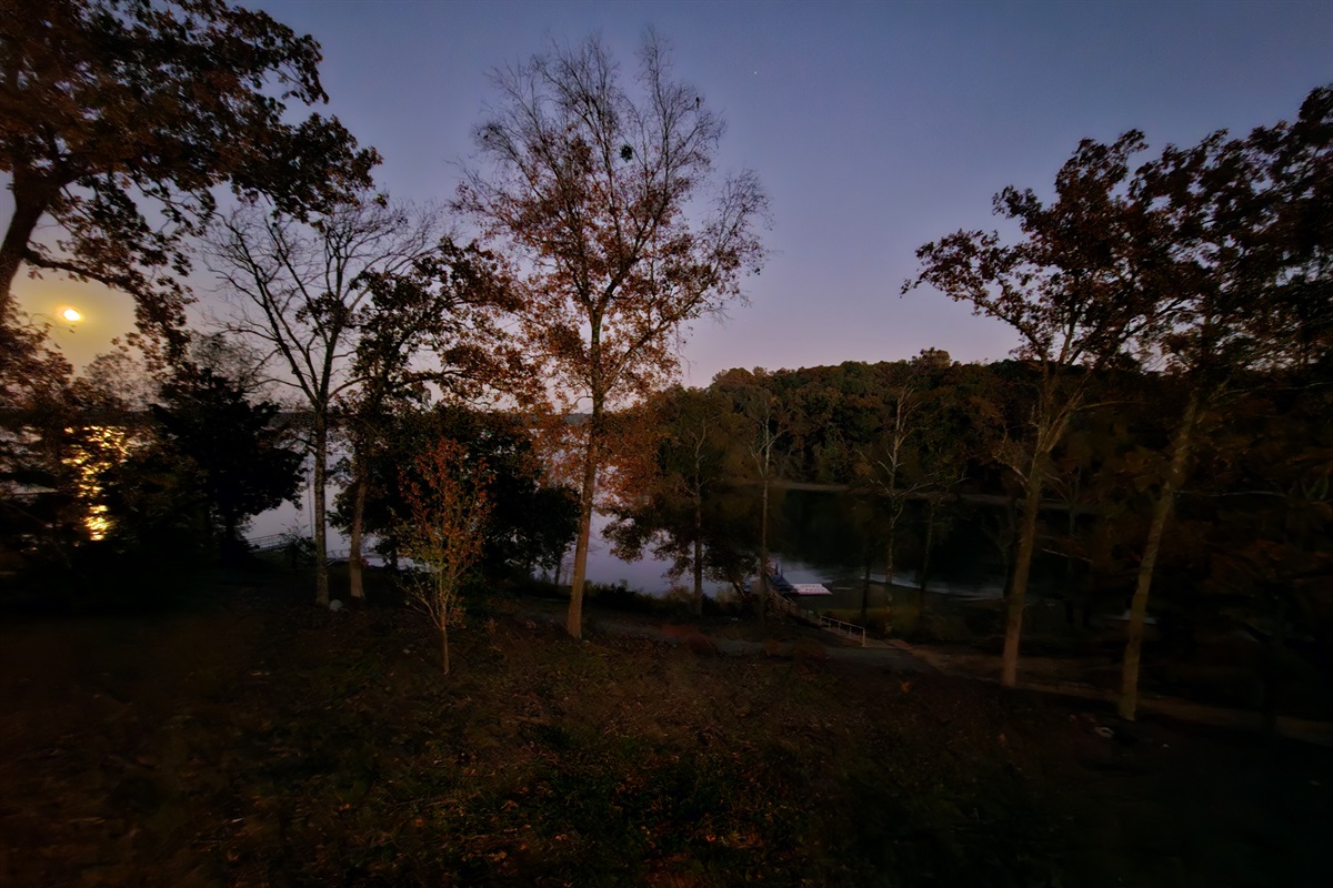 Peaceful moonlit lake view—quiet, private, and perfect for a romantic getaway