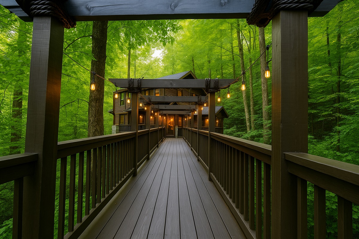 A beautiful path to a beautiful cabin. The first bridge walk takes your breath away