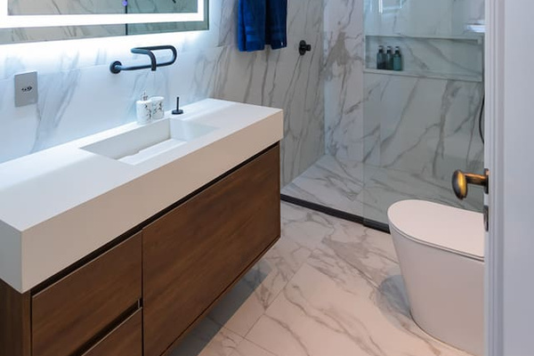 The apartment has seven new bathrooms -- six full and one powder room.  Beautiful tile and designer fixtures. 