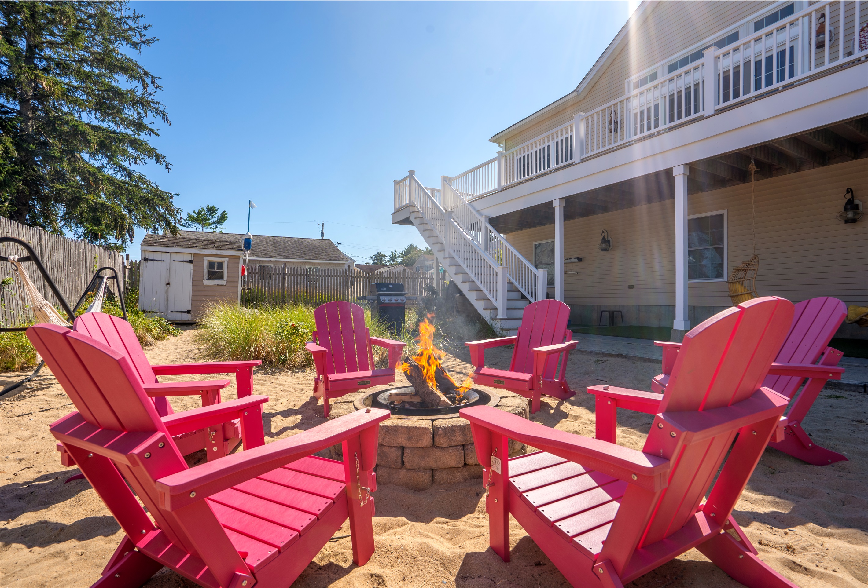 Our firepit is ready to light up your night with good vibes and glowing warmth.