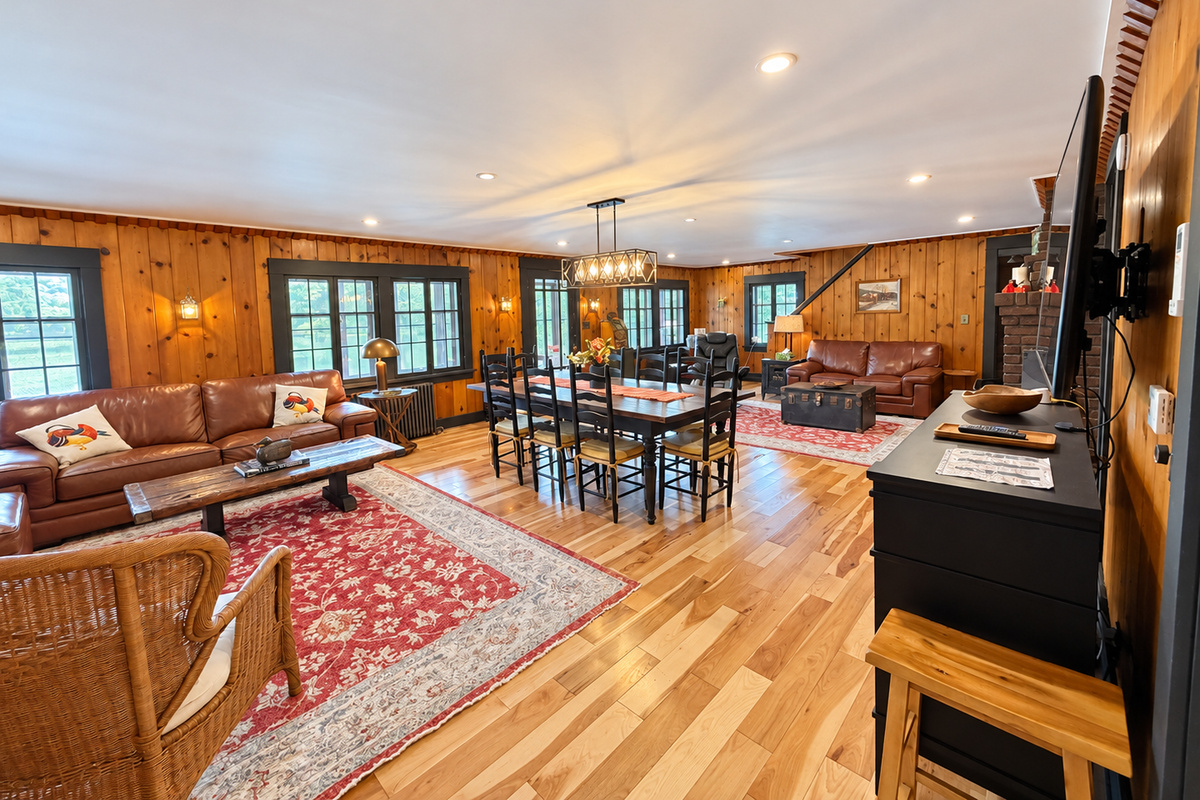View from the living room into the kitchen.