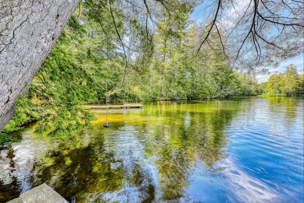 Soak in tranquil lake views framed by lush forest—your private spot for relaxation and reflection.