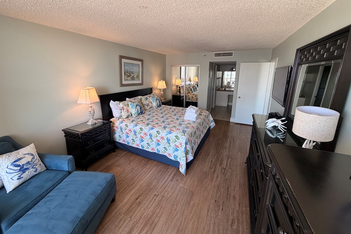 Oceanfront Main Bedroom with King and private balcony