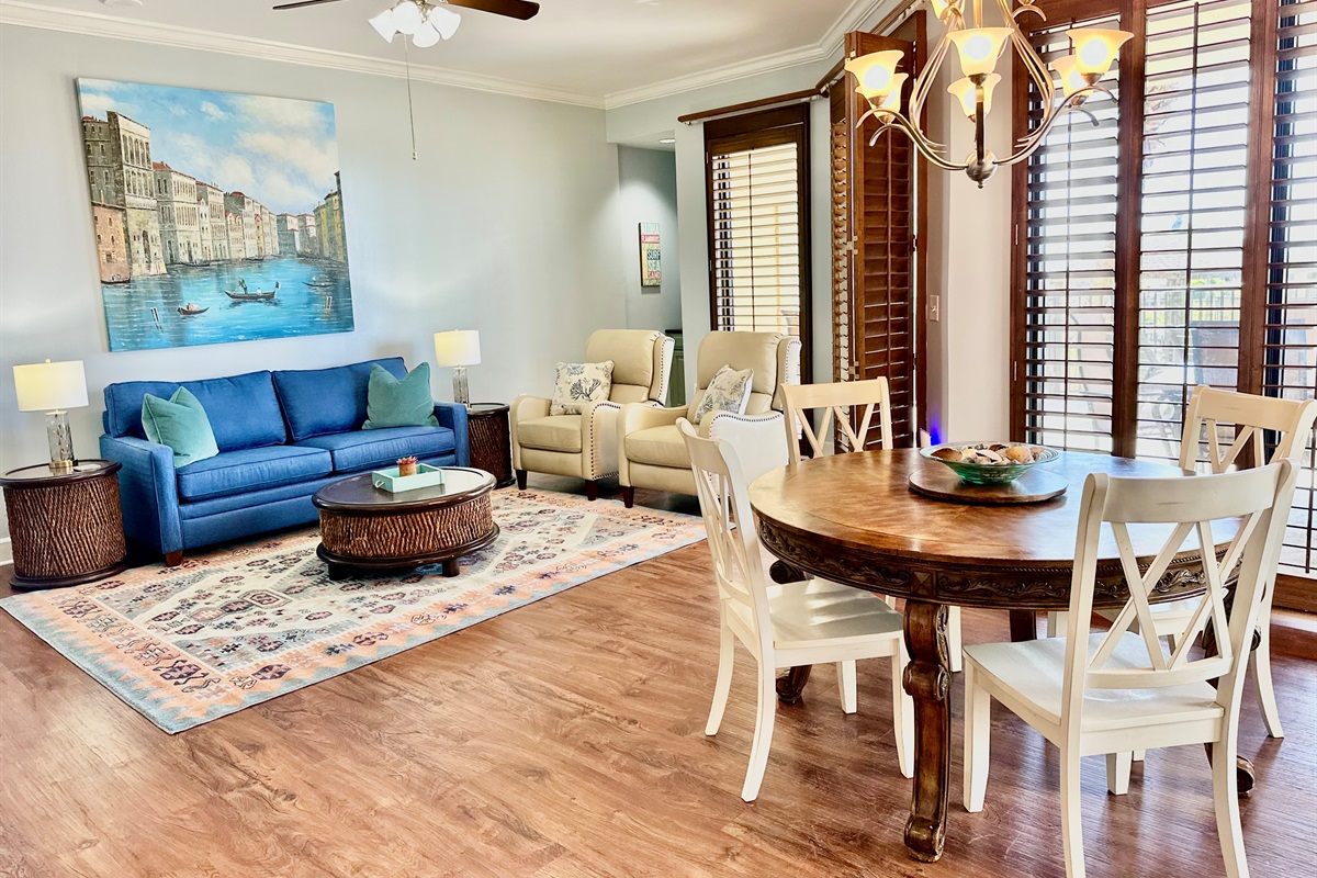 Spacious dining and living areas...