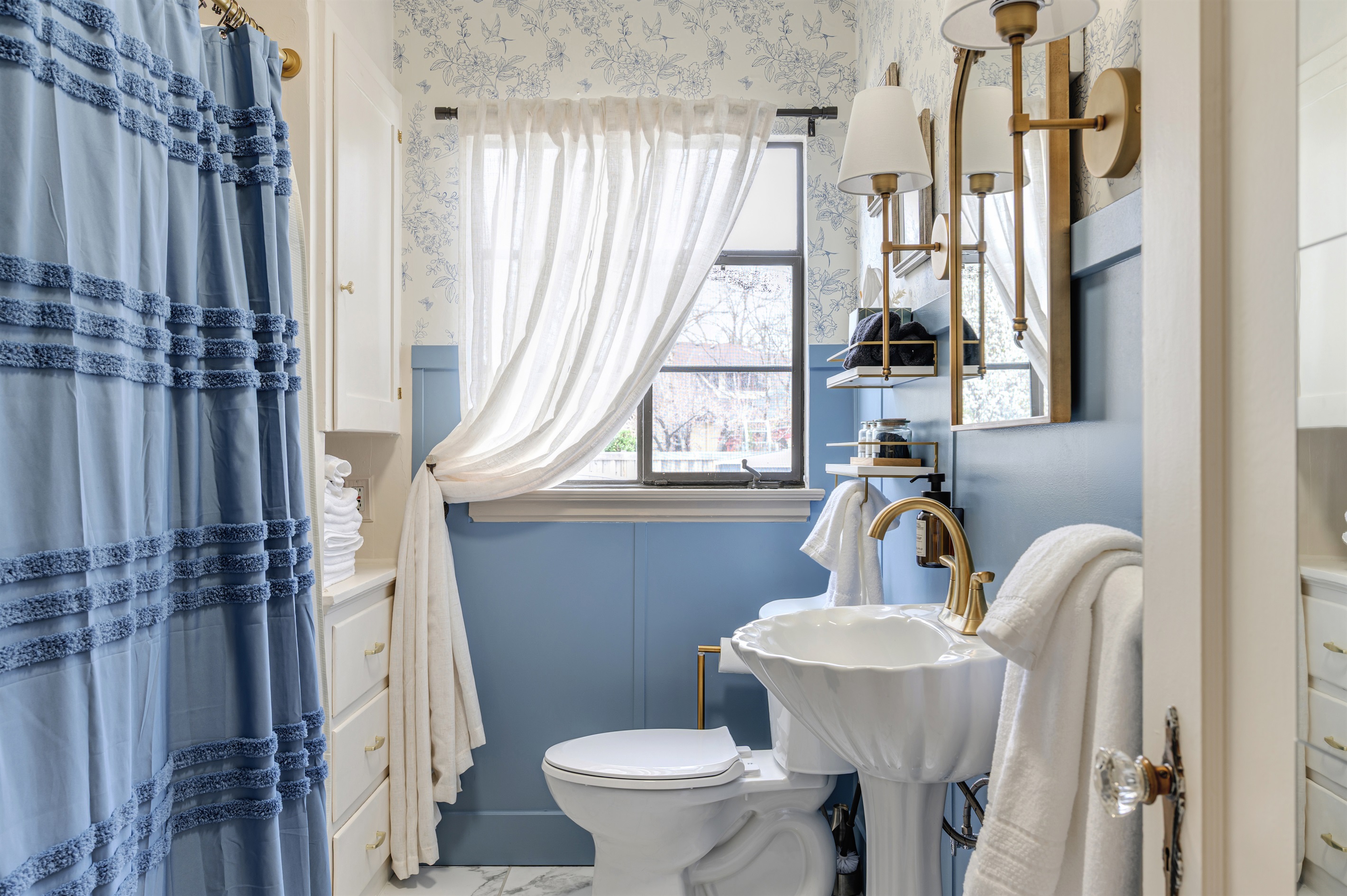 Main floor bathroom with full shower