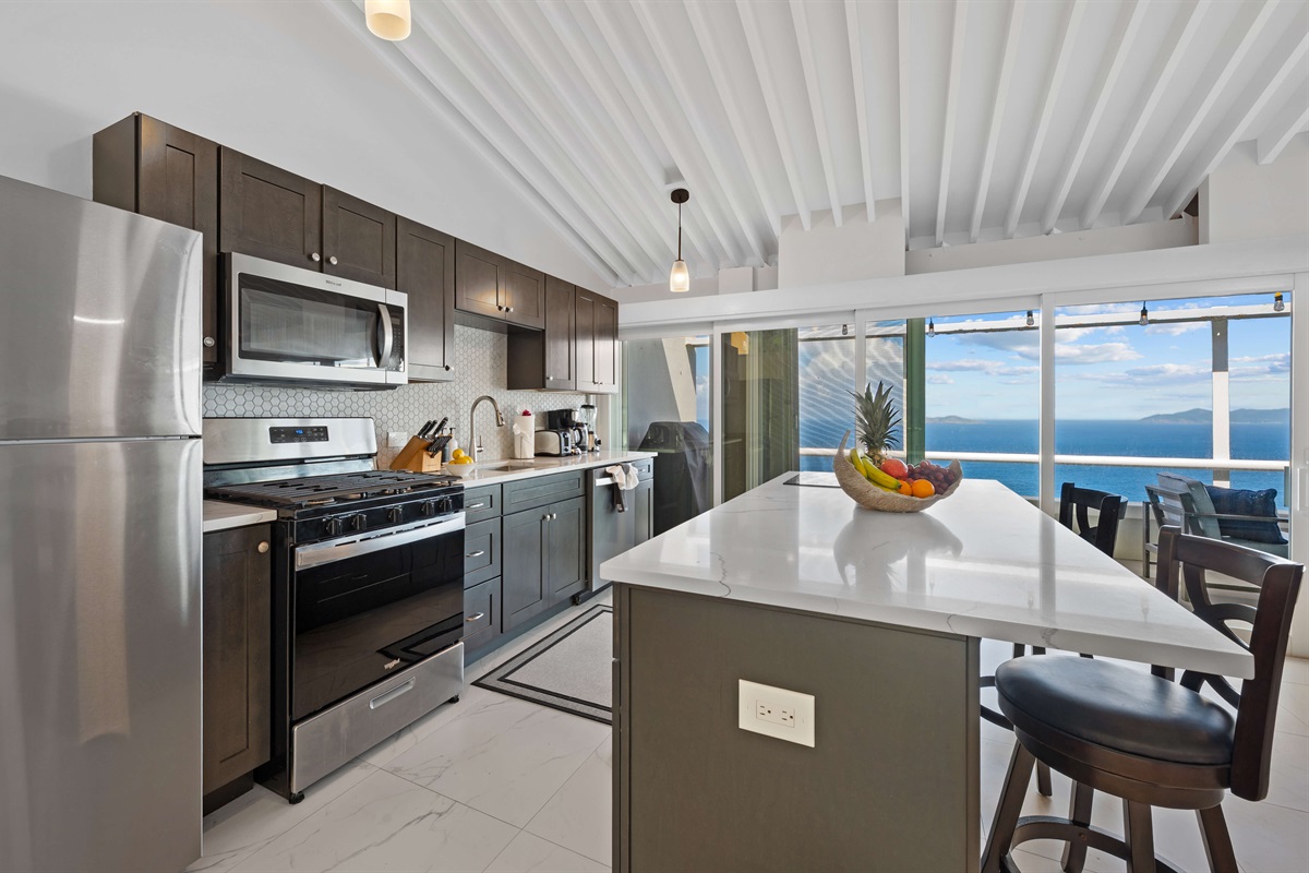 Fresh, modern kitchen with a gorgeous view!