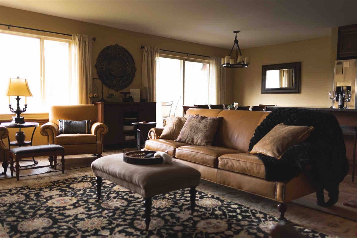 Living room with a view of the dining room