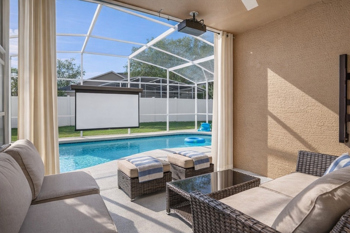 Relax in Style by the South Facing, screened in Pool