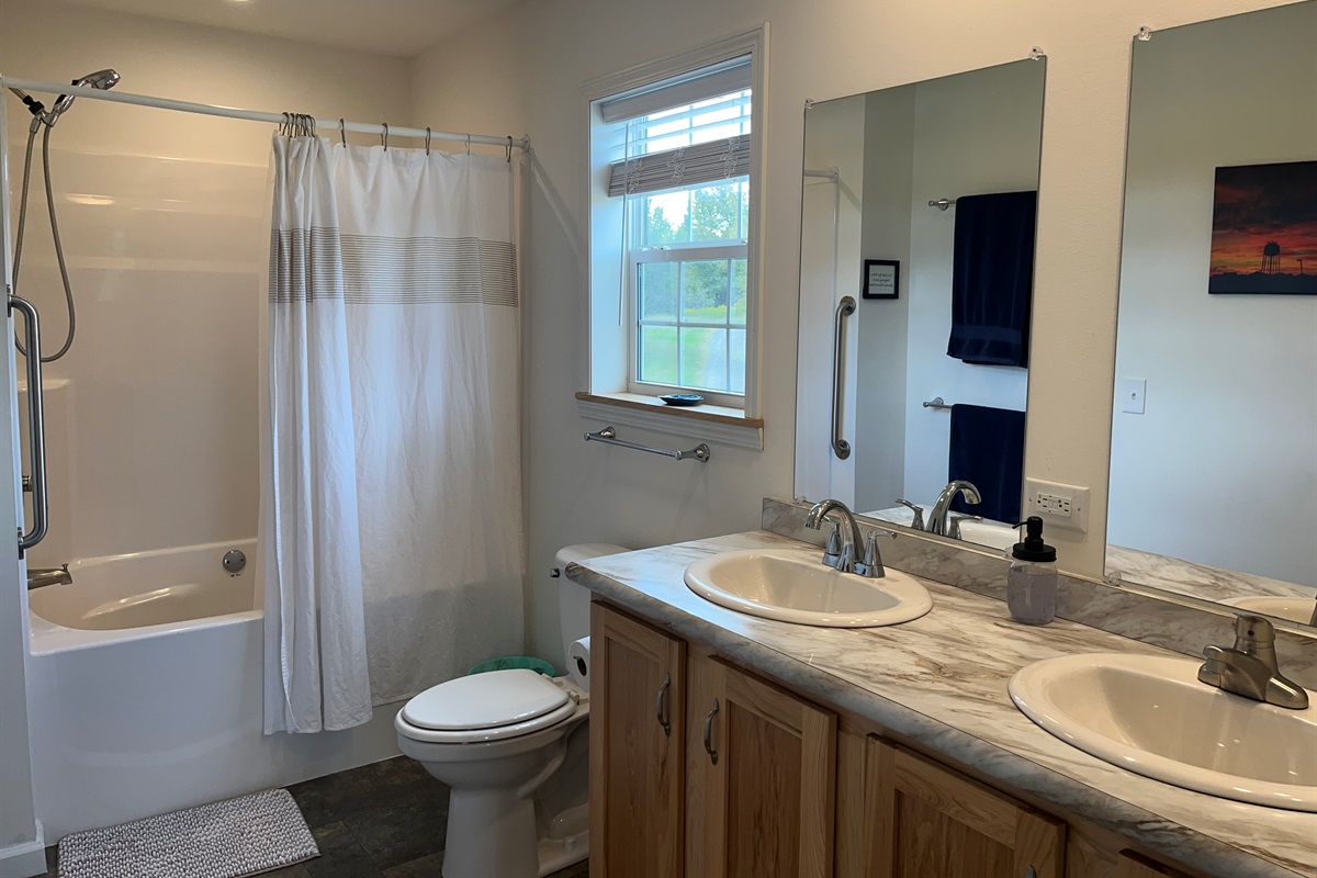 Main level primary bedroom ensuite bath