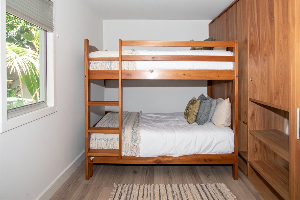 Queen over Queen bunk room 1, newly added extension to the house