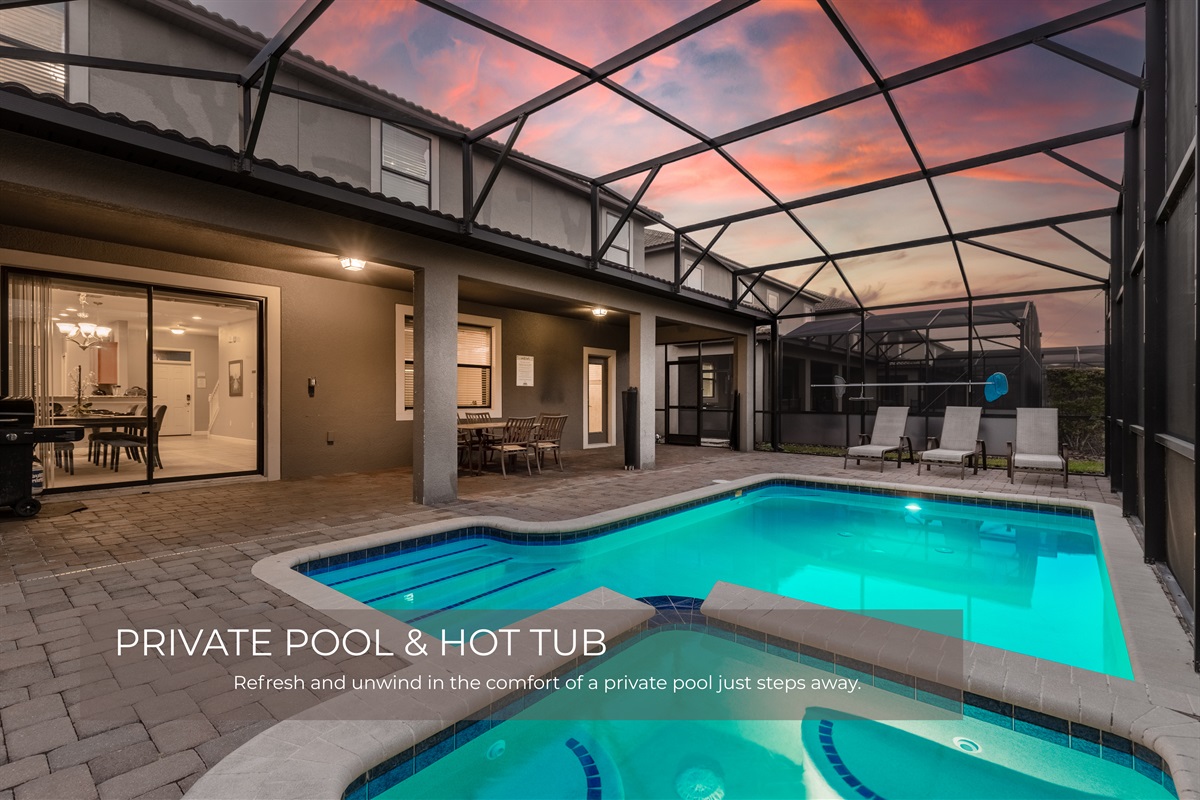 Relax and unwind with a swim in the pool or a soak in the hot tub