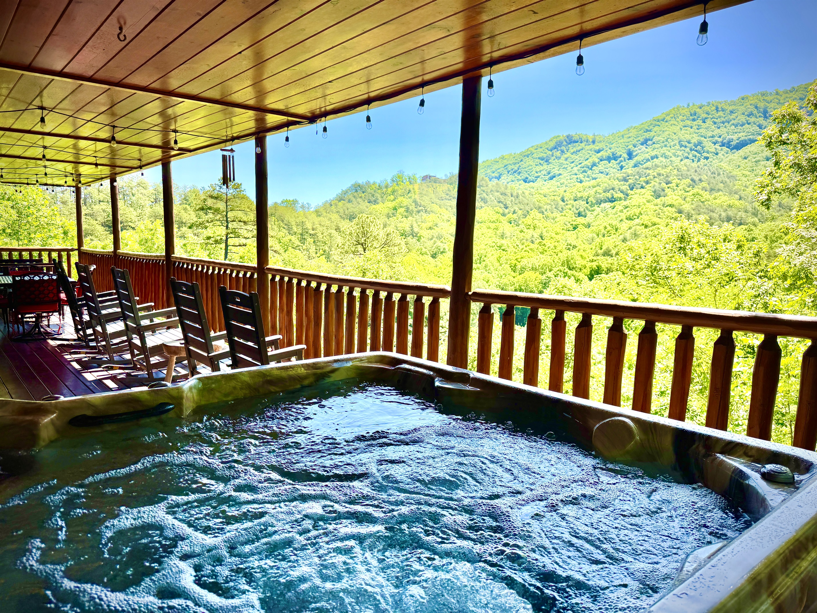 Hot tub for 7 with view.