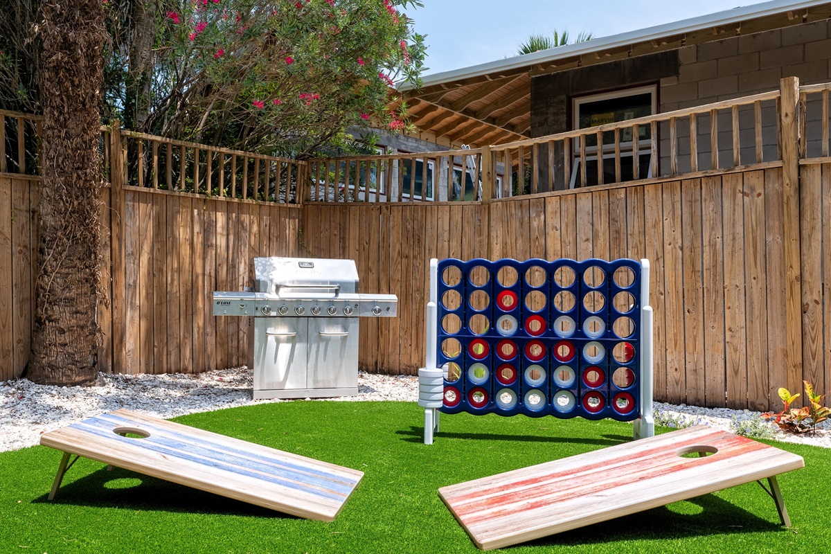 Let the friendly competition begin!  Cornhole, jumbo Connect Four, and plenty of space to play
