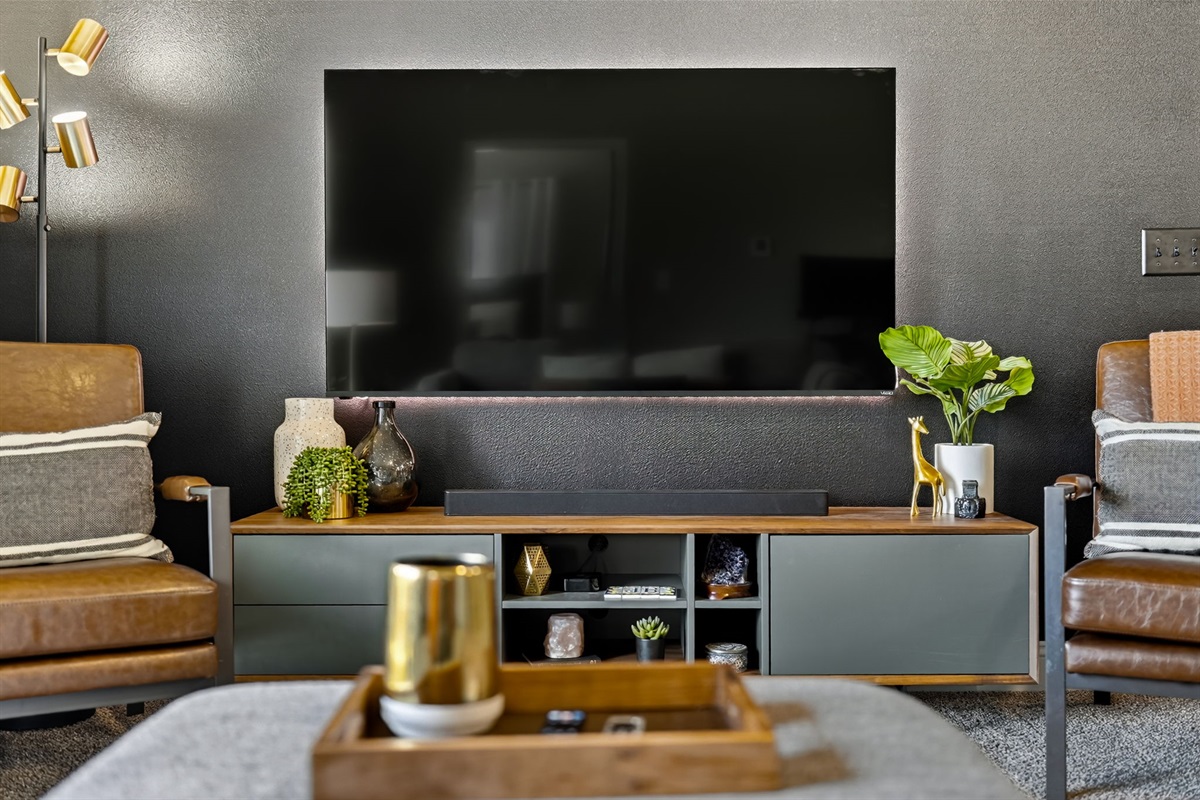 TV lovers unite!  You'll love the huge, 65" smart TV that is ready to go for streaming.