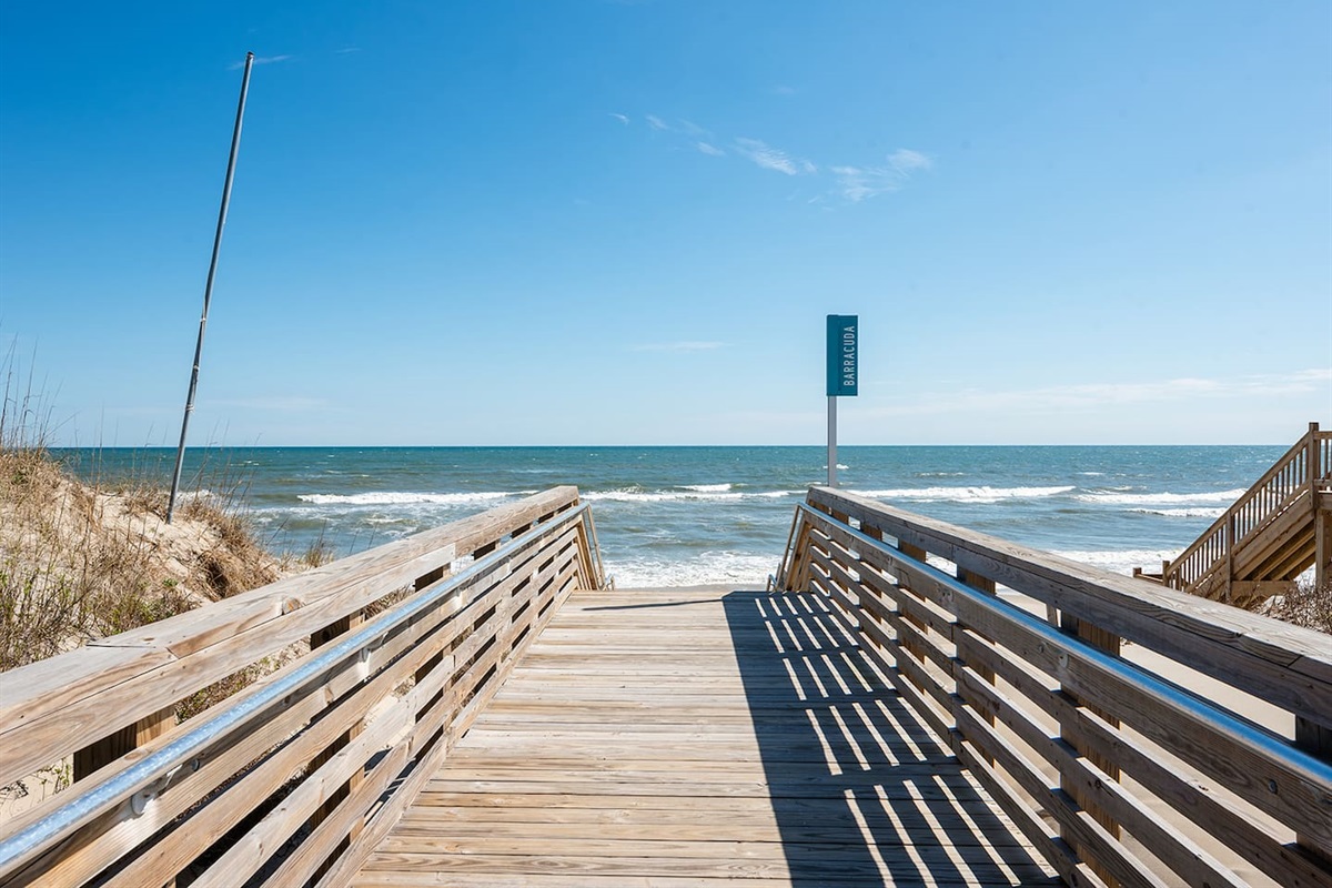 Private beach access walkway just steps from the ocean
