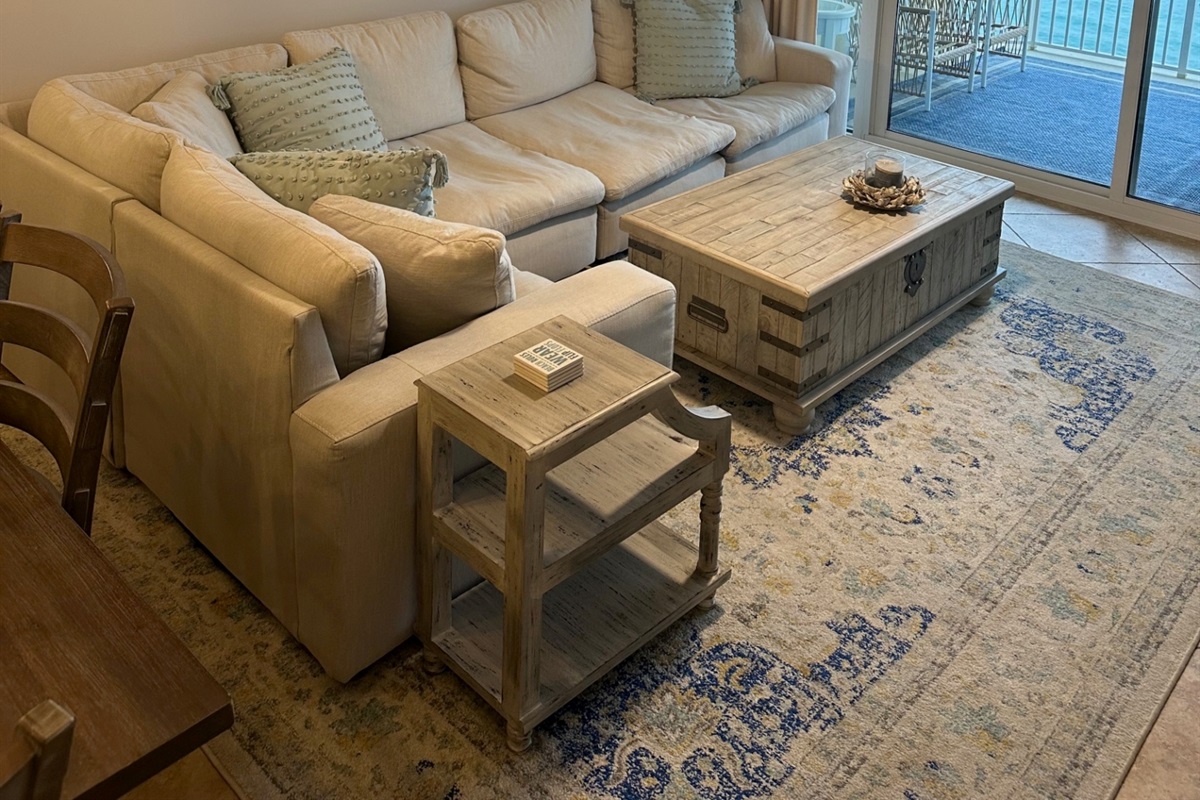 Living area with comfy sectional sofa