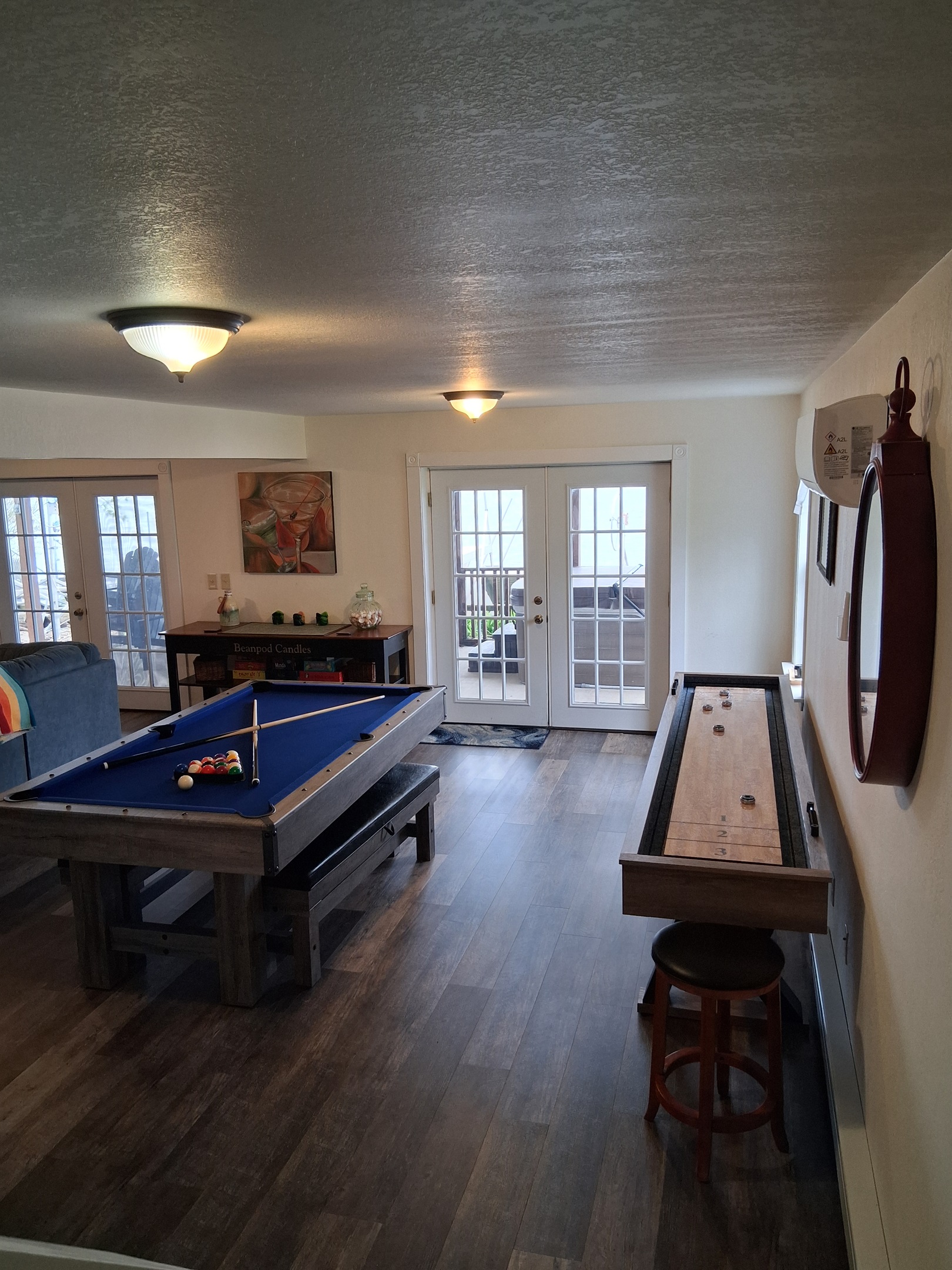 Cozy lower level game room.