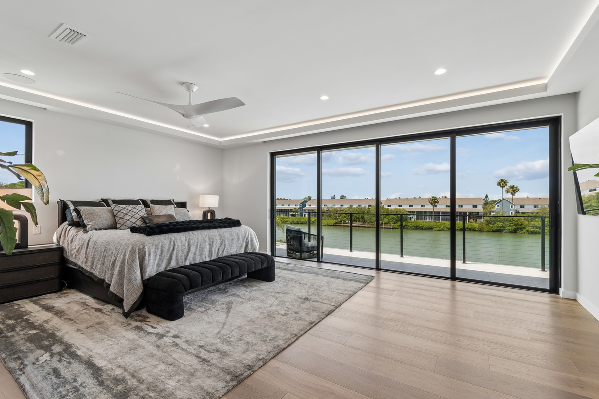Amazing views and built in drop down shades allow for privacy at every level of the home