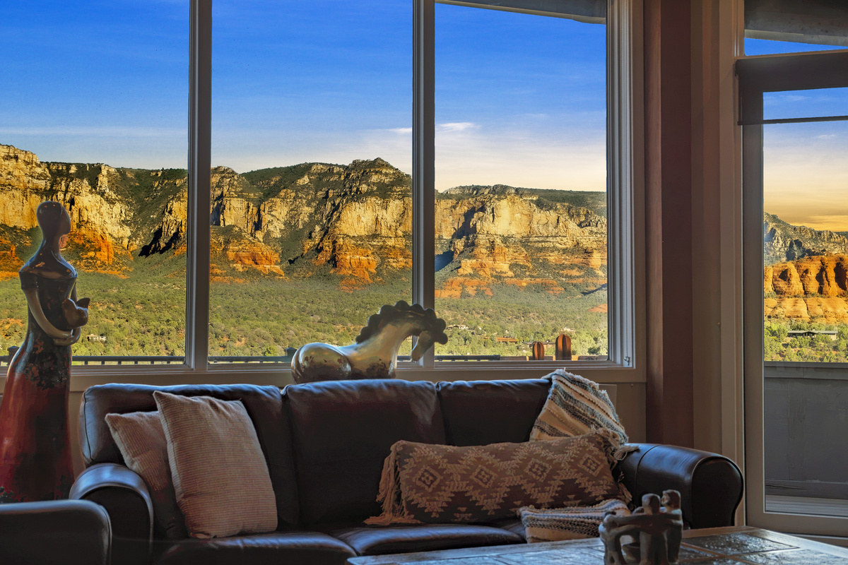 Enjoy the calming natural light and watch the red rocks glow at sunset.