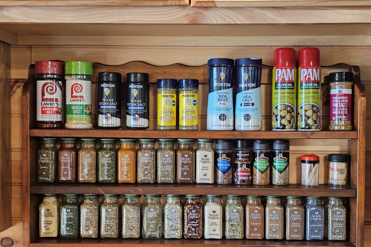 Whip up a romantic dinner or family feast — the cabin’s spice rack has you covered.