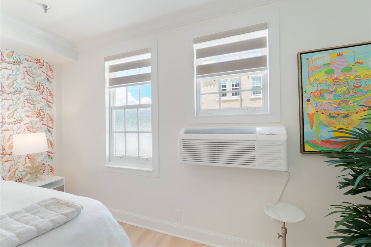 The Zebra blinds can be partially lifted.