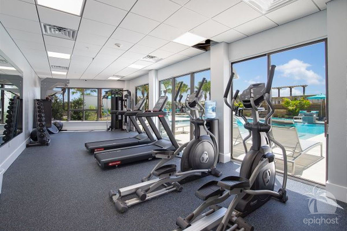 Beachside 1 fitness center with cardio equipment and gulf views