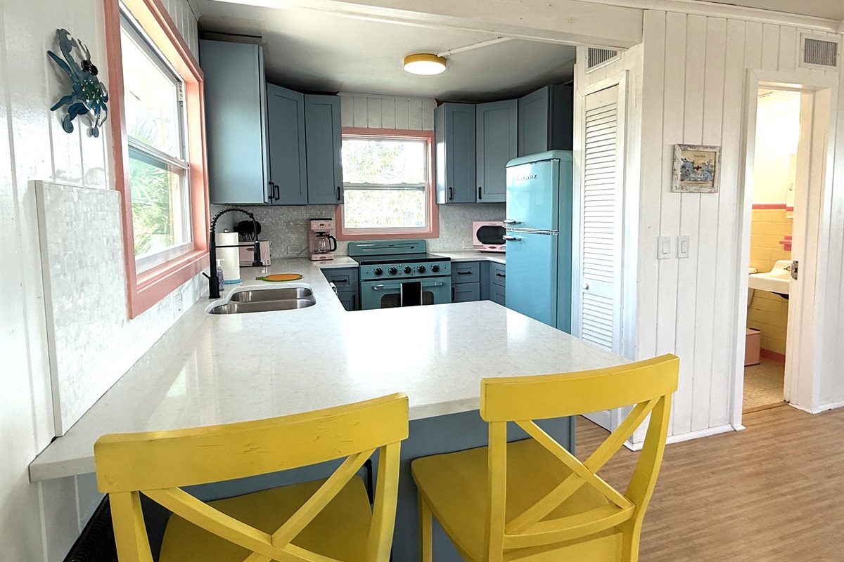 Breakfast Bar Looking into Retro Kitchen