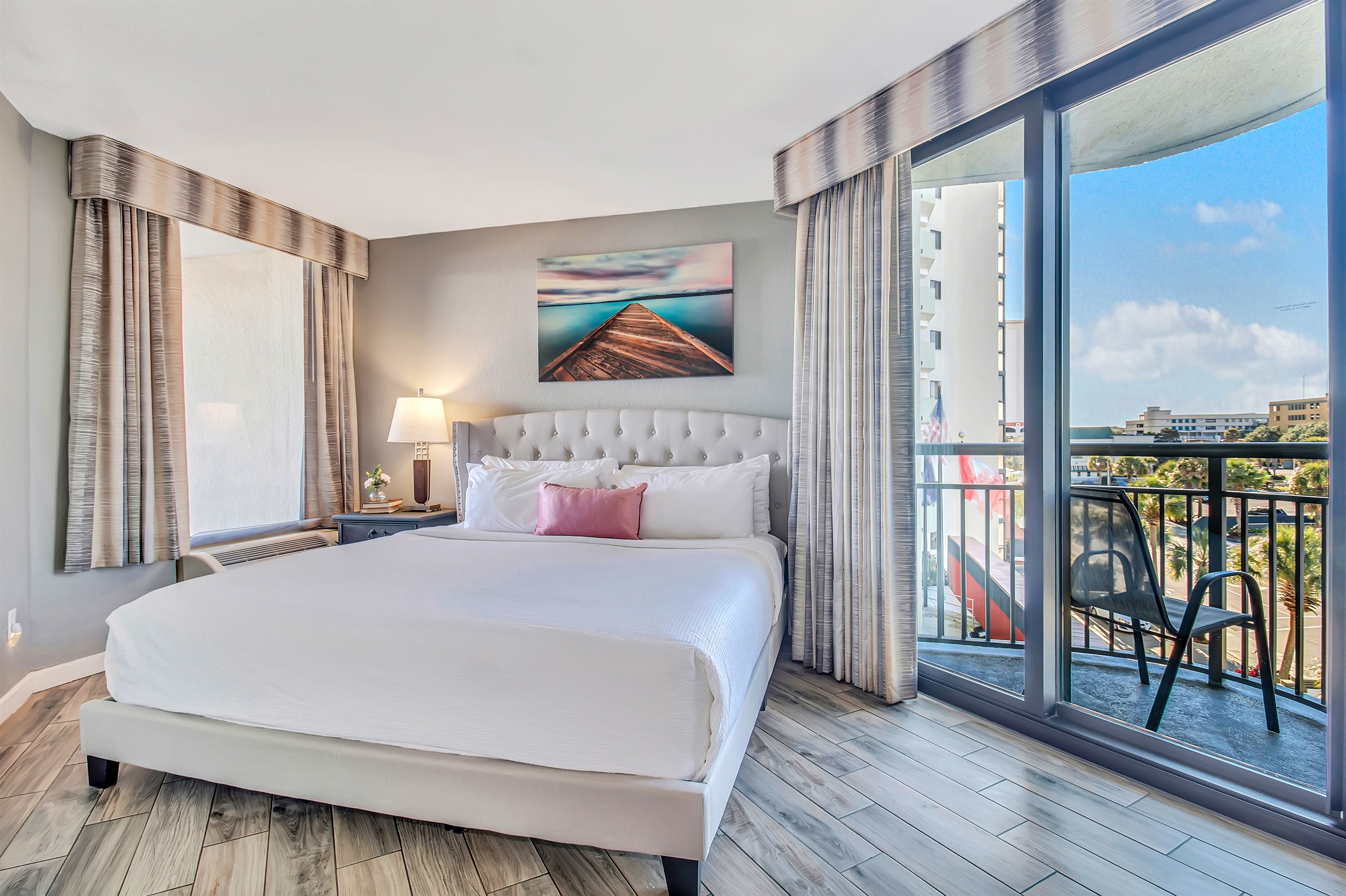 Indulge in a seaside sleeping haven, as the bed in our oceanview suite provides a comfortable and inviting space to recharge while enjoying the coastal scenery.