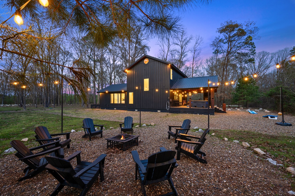 Gather around the fire pit in the evenings where comfortable seating, string lights, and the glow of the fire create an easygoing space for conversation, laughter, and making memories.