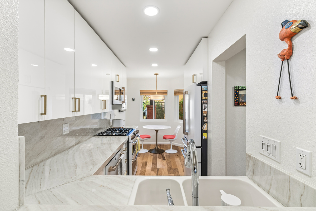 Galley kitchen with Quartz countertops