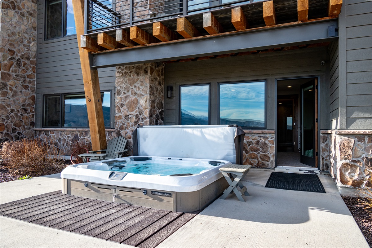 Outdoor hot tub area with easy access from the home
