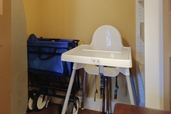 High chair and baby playpen are available