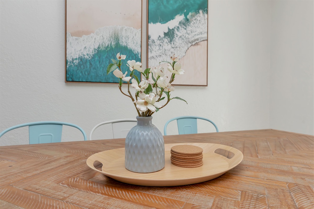 Full sized dining table with seating for everyone!
