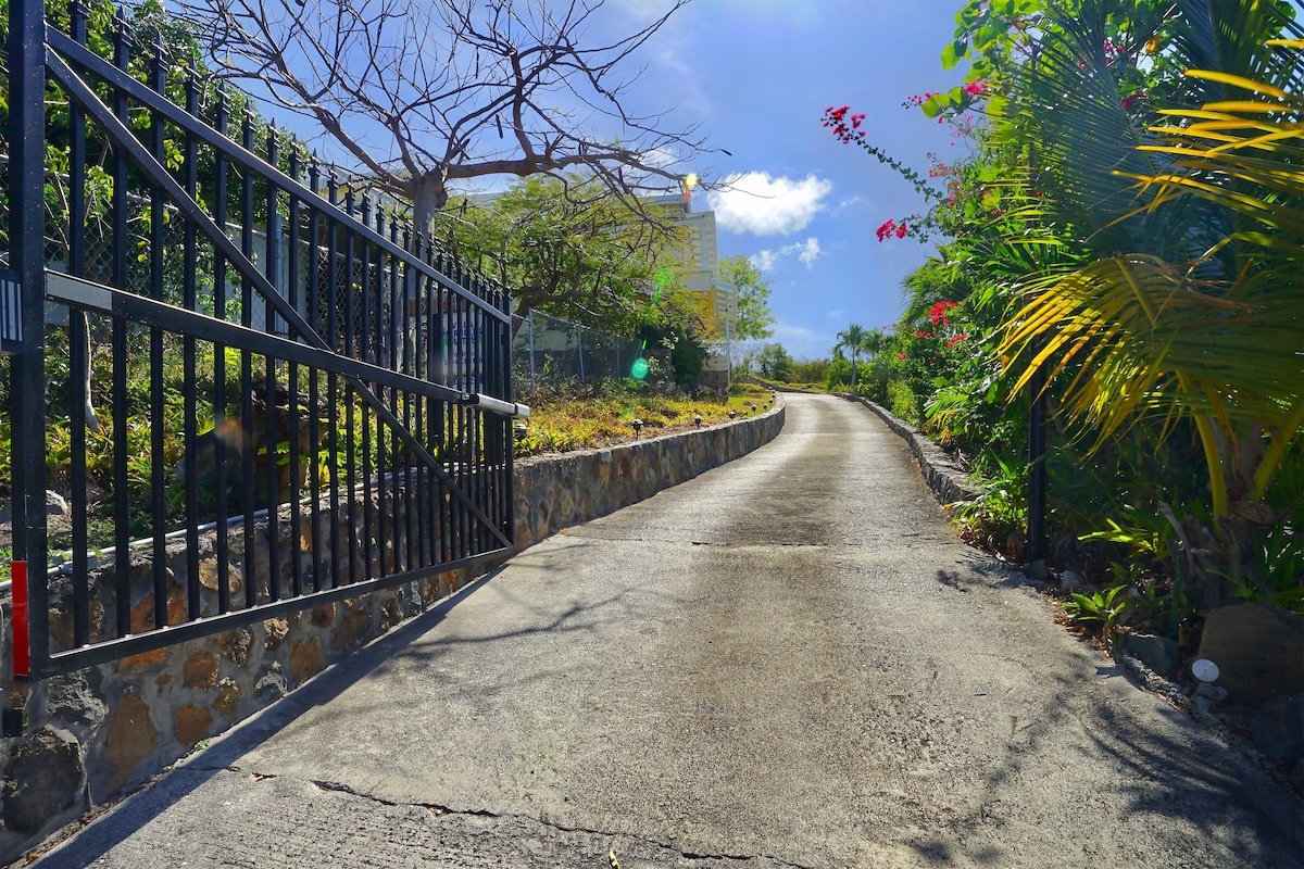 The gated entry into Villa Marbella