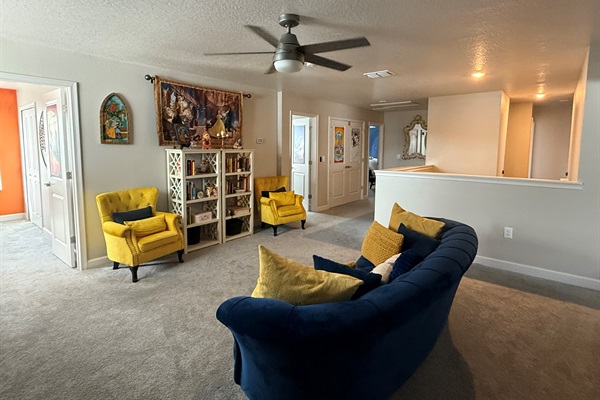 This loft is the perfect waiting space for everyone while the get ready.
