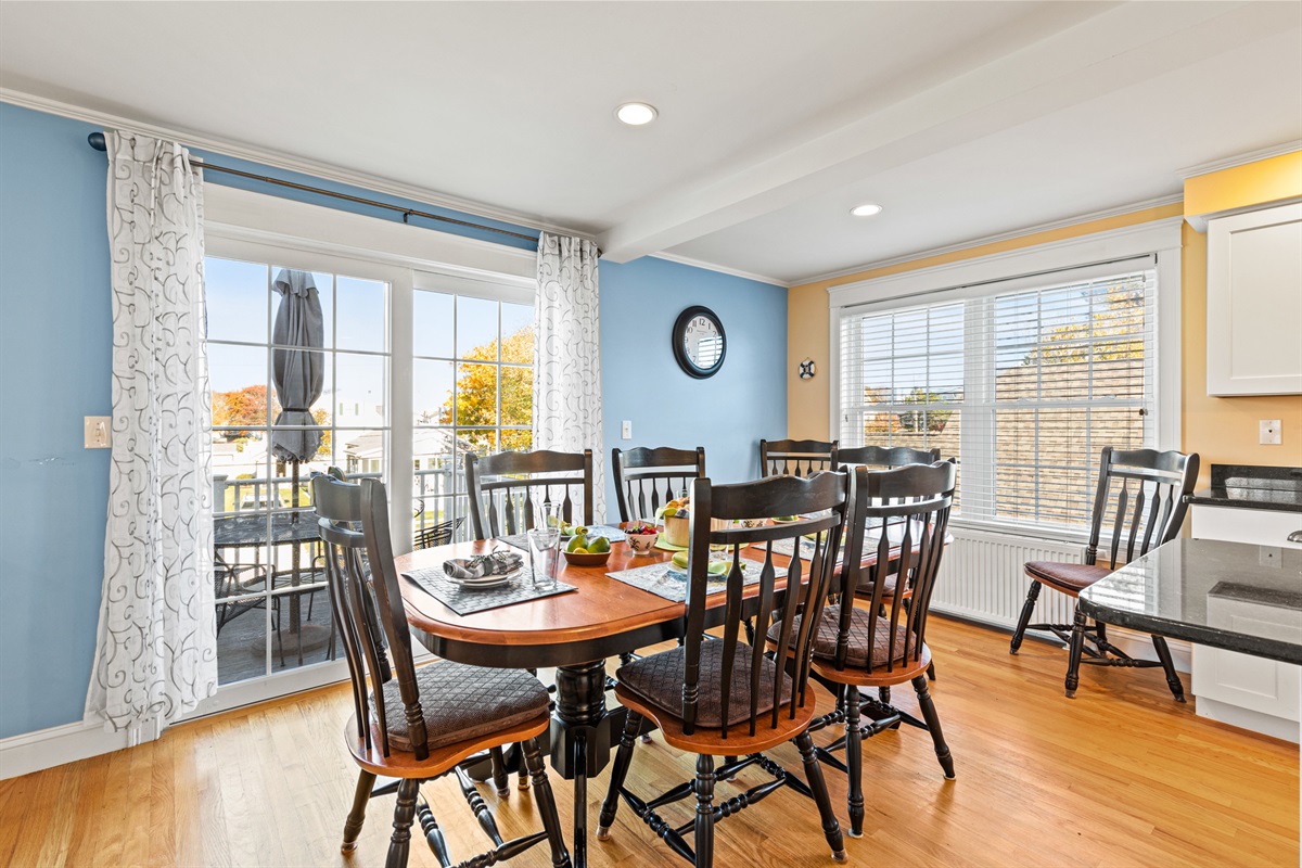 Dining table with seating for 8