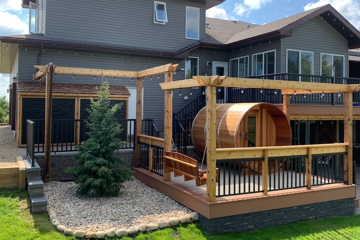 SAUNA DECK AND SWING BENCH