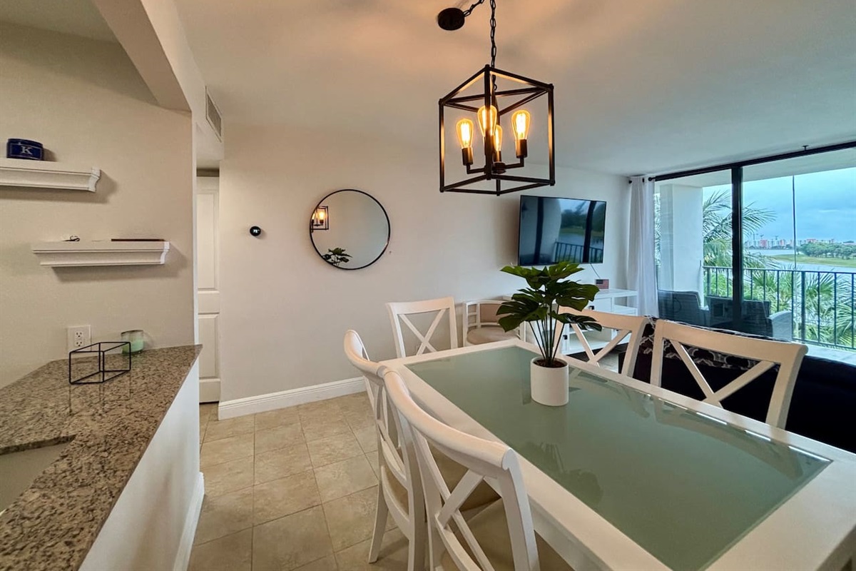 The dining room is well laid out, with plenty of seating and good lighting.