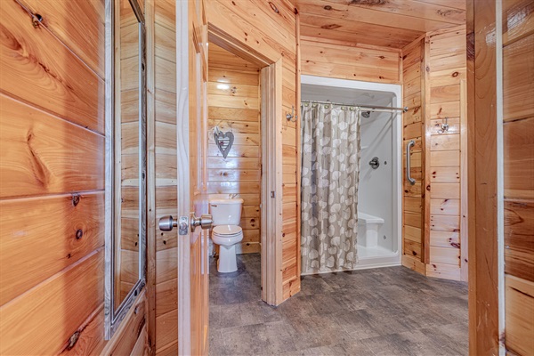 Primary bedroom features a full size shower