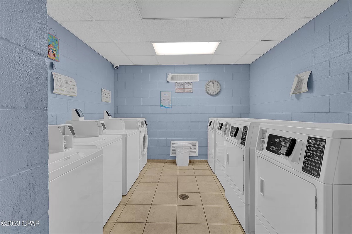 Card/Cash Operated Laundry on Ground Floor Across From Elevators