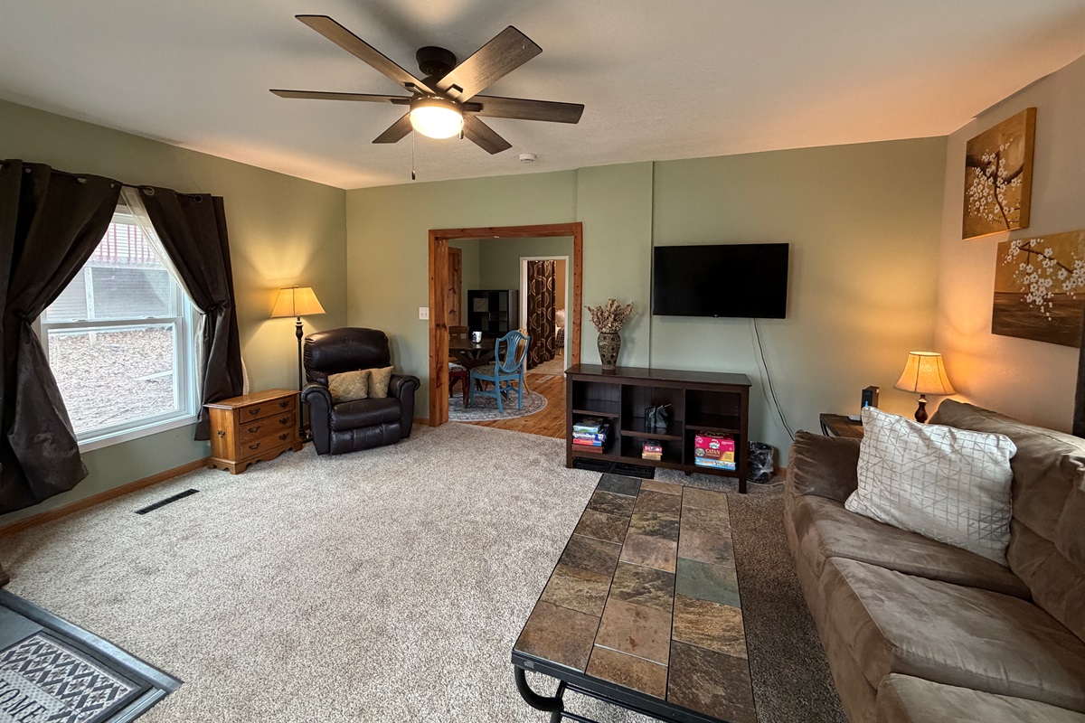 There's a Roku-enabled Smart-TV for you to enjoy your own streaming services during your stay.