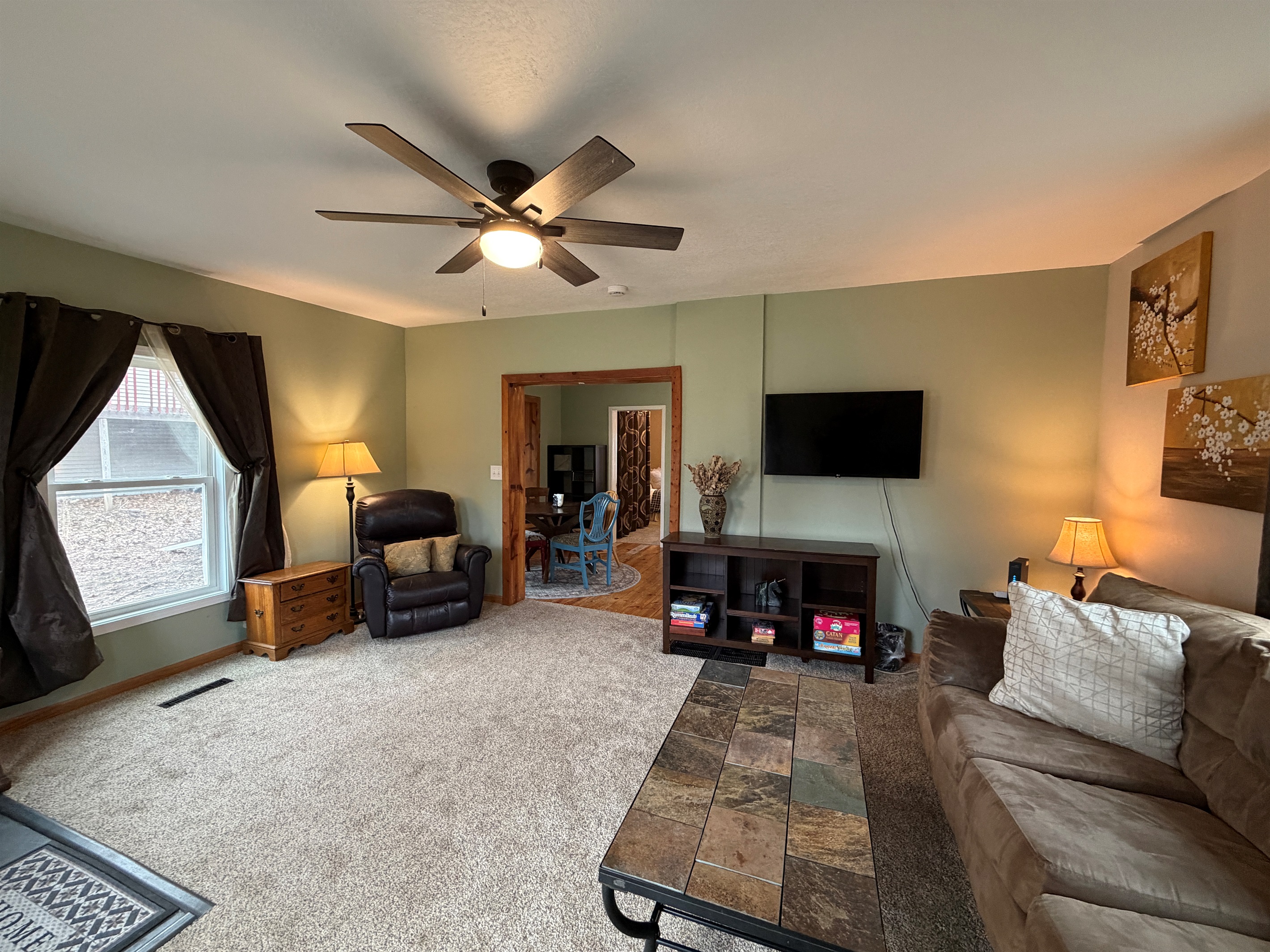 There's a Roku-enabled Smart-TV for you to enjoy your own streaming services during your stay.