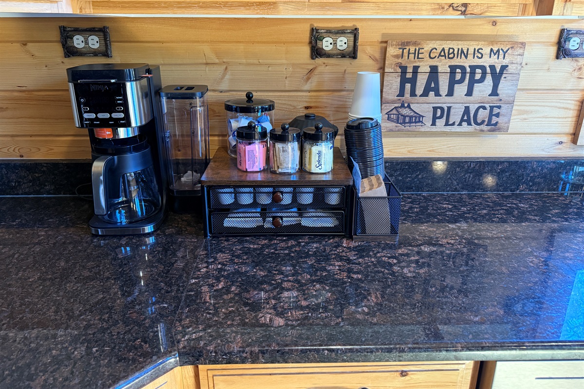 A fully stocked coffee bar to get your stay started off right!