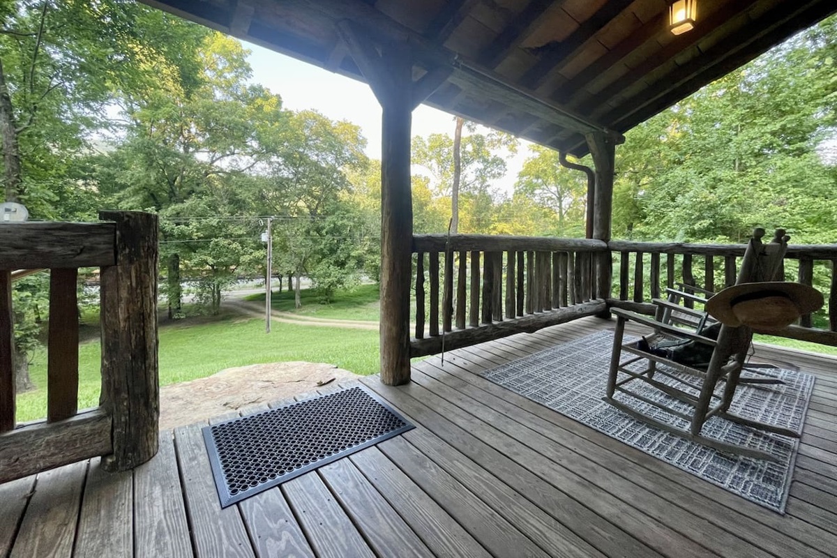 Nice little rocking chair porch that overlooks the expansive front lawn.